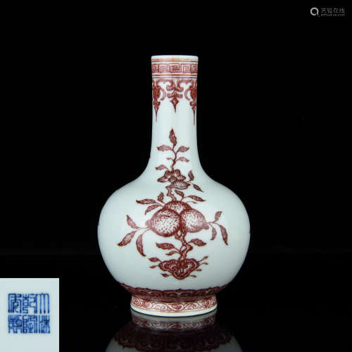 A Chinese Iron-Red Glazed Porcelain Vase