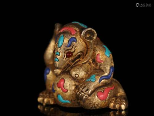 A Chinese Gilt Silver Bear Decoration