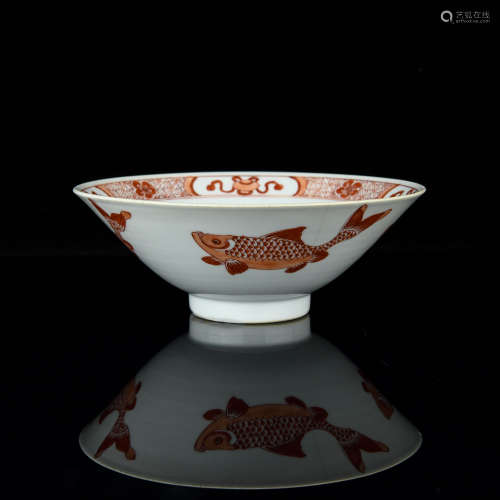 A Chinese Iron-Red Glazed Porcelain Bowl