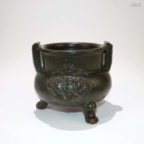 A Chinese Brown Glazed Porcelain Incense Burner