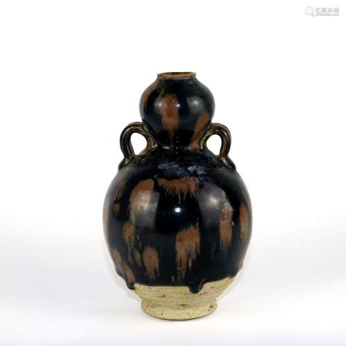 A Chinese Black Glazed Porcelain Double Gourd Porcelain Vase
