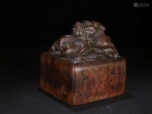 A Chinese Carved Agarwood Seal