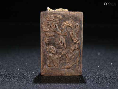 A Chinese Carved Agarwood Pendant