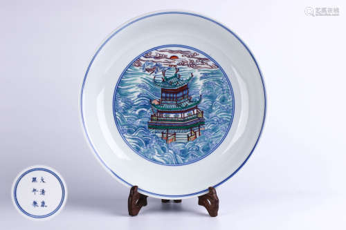 A Chinese Dou-Cai Porcelain Plate