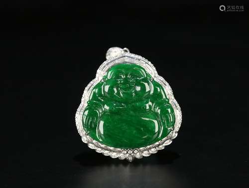 A Chinese Carved Jadeite Pendant