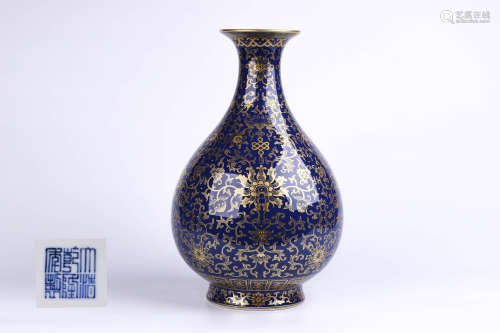 A Chinese Blue Glazed Porcelain Vase