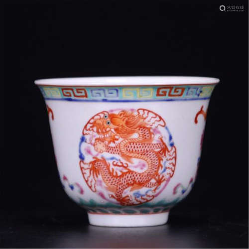CHINESE PORCELAIN FAMILLE ROSE PHOENIX CUP