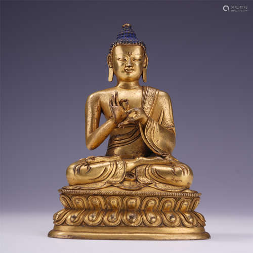 CHINESE GILT BRONZE SEATED SAYKAMUNI