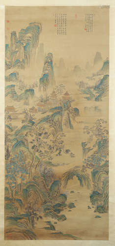 CHINESE SCROLL PAINTING OF MOUNTAIN VIEWS