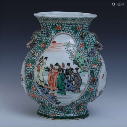 CHINESE PORCELAIN WUCAI FIGURES ZUN VASE