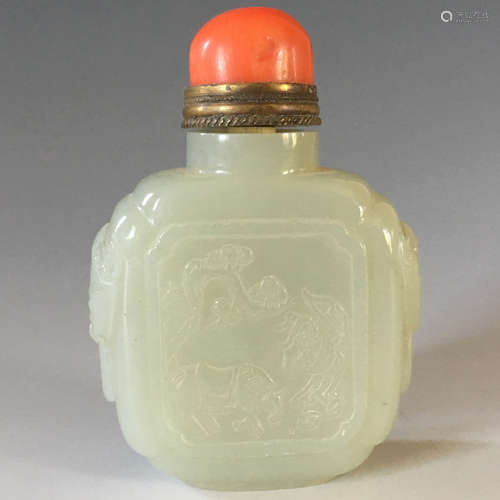 CHINESE JADE POEM SNUFF BOTTLE