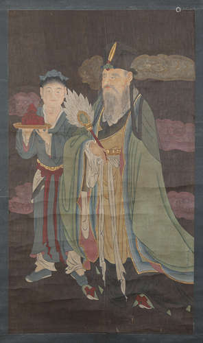 CHINESE SCROLL PAINTING OF TWO FIGURES