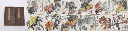 FORTEEN PAGES OF CHINESE ALBUM PAINTING OF FLOWER