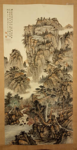 CHINESE SCROLL PAINTING OF MOUNTAIN VIEWS