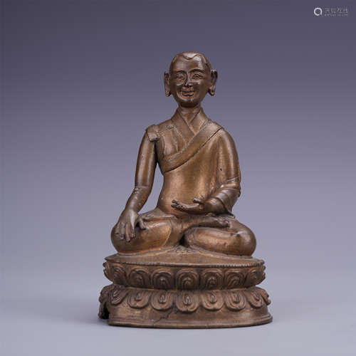 TIBETAN BRONZE SEATED GURU