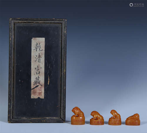 FOUR CHINESE TIANHUANG STONE BEAST SEALS