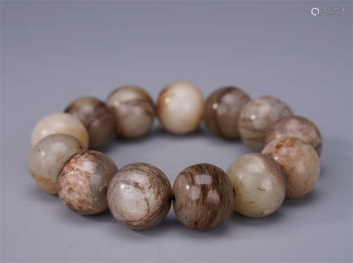 CHINESE JADE BEAD BUDDHIST BRACELET