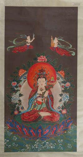 CHINESE SCROLL PAINTING OF SEATED GUANYIN