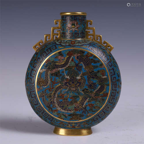 CHINESE CLOISONNE DRAGON MOONFLASK VASE