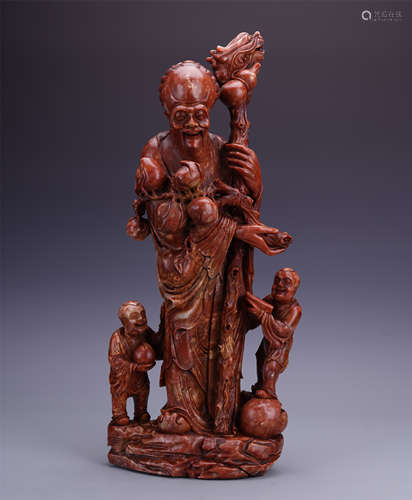 LARGE CHINESE SOAPSTONE STANDING FIGURE