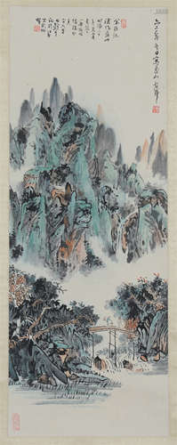 CHINESE SCROLL PAINTING OF MOUNTAIN VIEWS