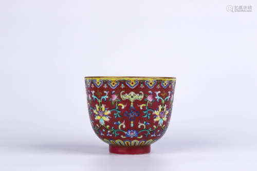 A Chinese Purple Ground Porcelain Cup