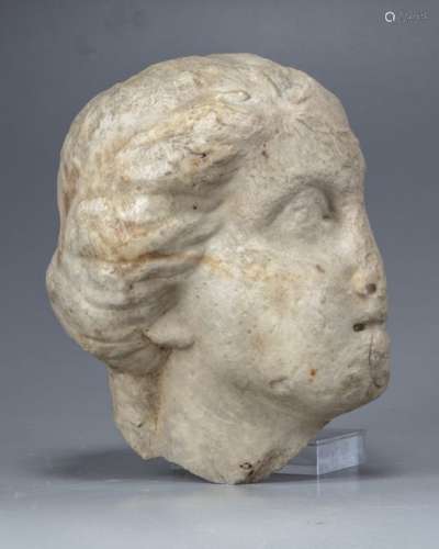 A Large Roman marble woman's head