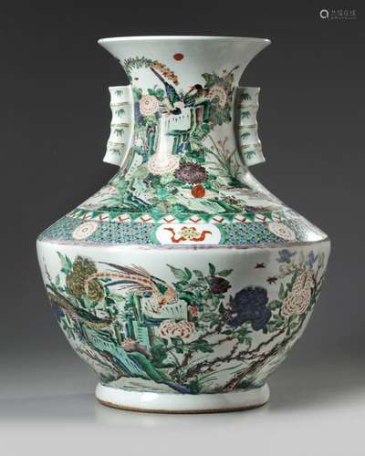 A large Chinese famille verte 'bird and flower' va…