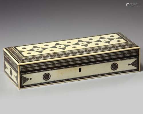 A Mughal ivory and silver inlaid box