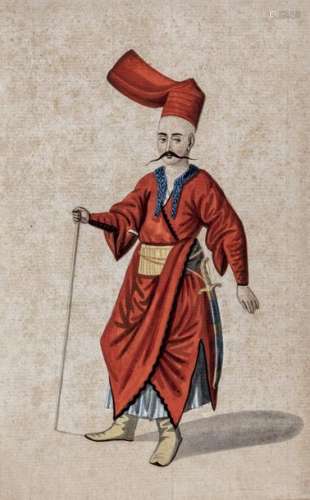 An Ottoman school painting depicting an ottoman gu…