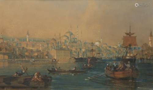 A painting depicting the harbour in Constantinople