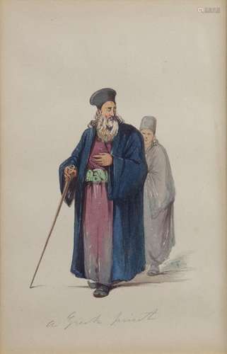 An orientalist painting depicting a Greek priest f…