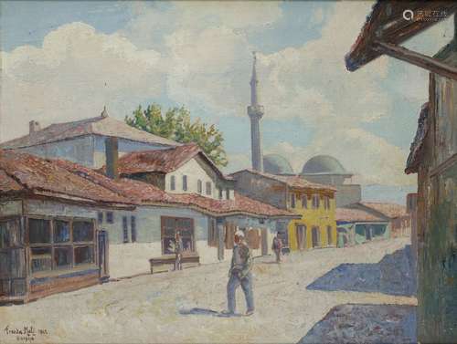 Street view Üsküb, Skopje, with the mosque