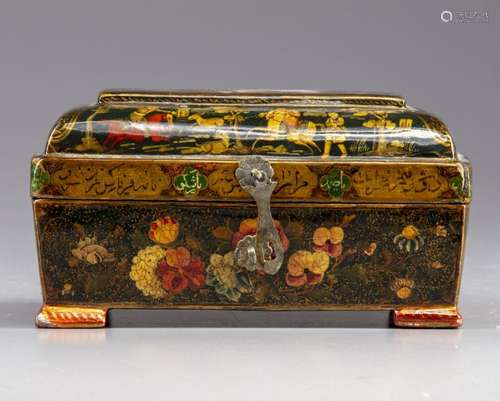 A persian Qajar papier mache casket