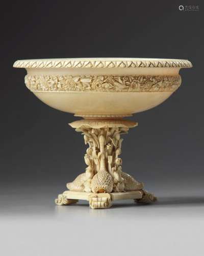 A Mughal ivory stem bowl