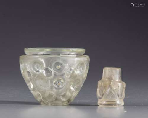 Two Islamic glass an rock crystal objects