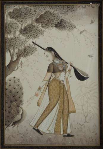 An Indian miniature. From a young lady with citer …