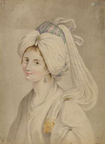 Portrait of a woman dressed 'a la Turque'.