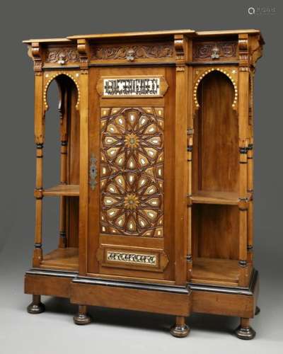 A Syrian bone inlaid wooden cabinet