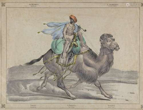 A painting depicting Dromedary Arabian Post