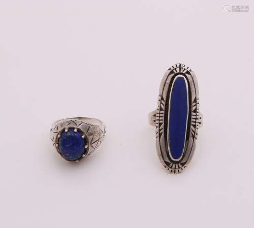 2 Zilveren ring lapis