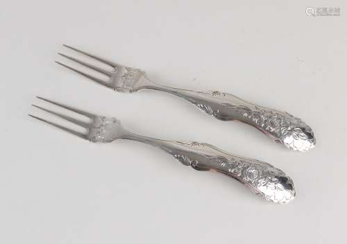 Stel antieke zilveren vorken, 1859