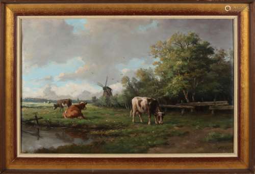 A.M. Geijp, Hollands landschap met koeien