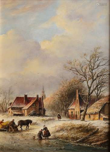 H.P. Verkoeijen, Hollandse winter met figuren