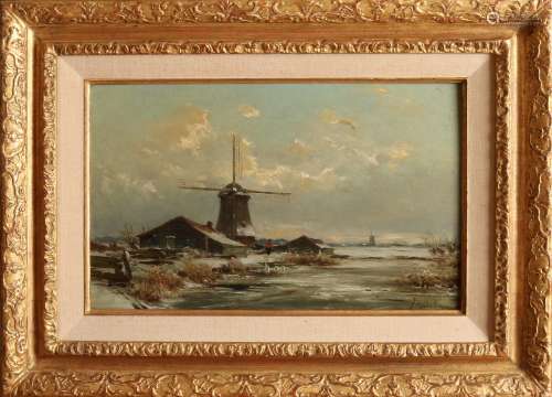 J.H. Doeleman, Hollands wintergezicht met molens
