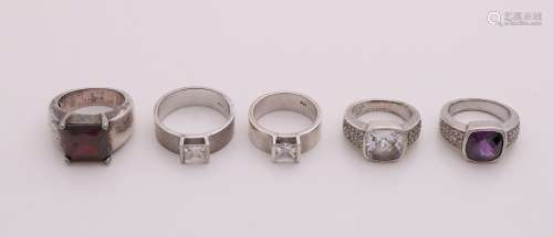 5 Zilveren ringen zirconia