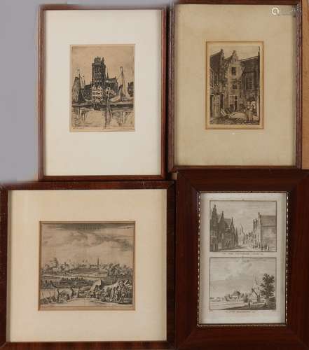 4x Antieke gravures, 18e - 19e eeuw