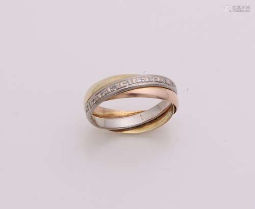 Gouden tricolour ring met diamant