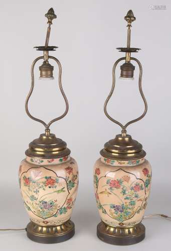 2x Antieke Japanse Satsuma lampen, 1900