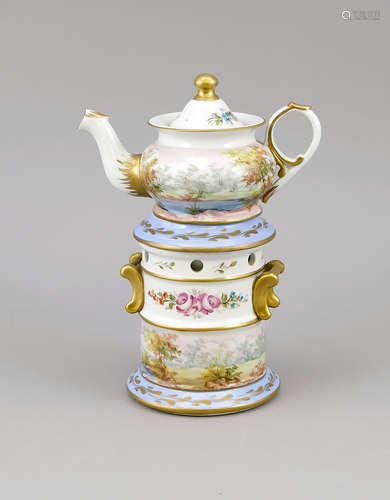 Antieke Limoges theepot met onderstel